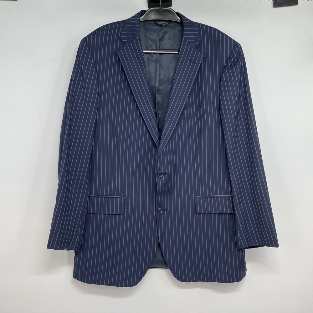 Southwick Men’s Blazer Sport Coat Jacket Size 45 Striped Blue